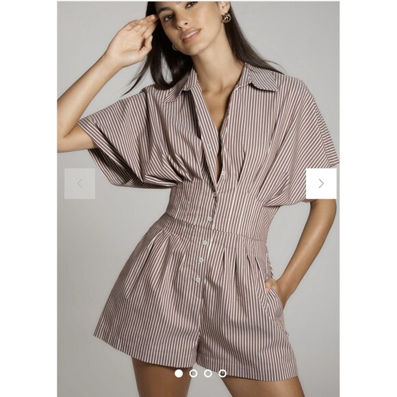 Anthropologie The Tobie Exquise Pleated Romper Sz L Brown NWT - Picture 1 of 11